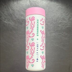 Starbucks Roller Rabbit Pink and White Tumbler